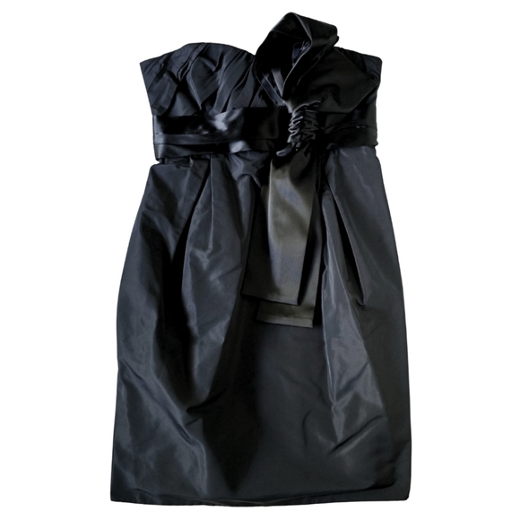 Dolce & Gabbana Black Strapless Bow Mini Dress Silk Cocktail Bustier Size IT 42 - Picture 2 of 10